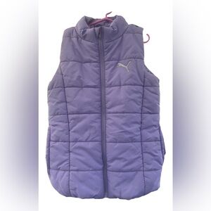Puma Girls Puffer Vest Size XS (5-6) Purple Lavender Lilac Full Zip